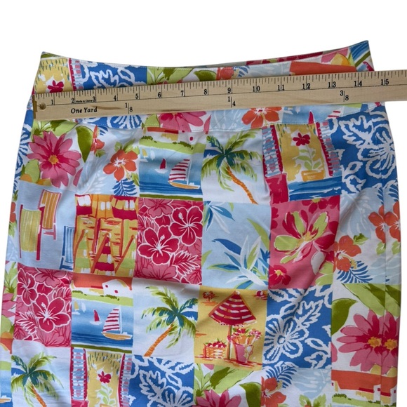 Talbots Patchwork Print Pencil Skirt Beach Tropical Resort Hawaii Size 6 - Picture 9 of 9